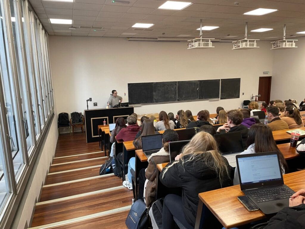 Chris Lynam Speaking to Students