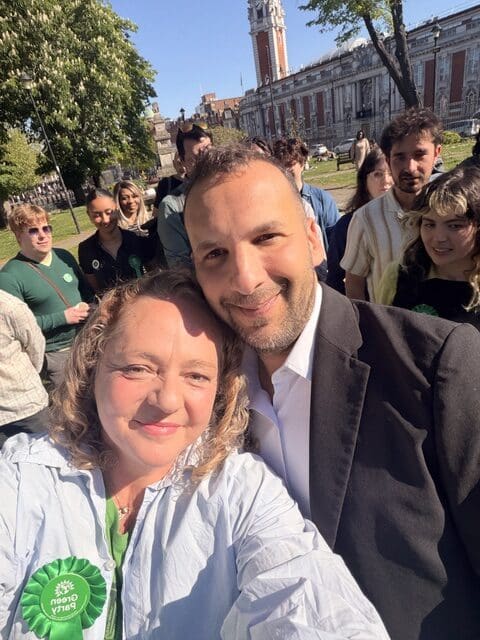 Carlotta Allum with Green Party Leader Zack Polanski