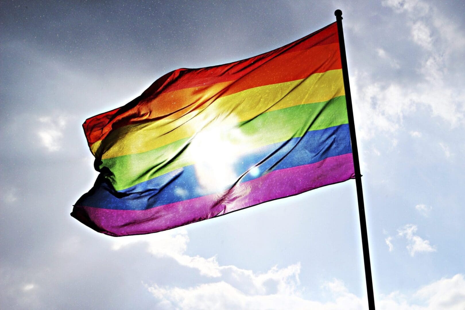 Pride flag, LGBTQ. Free public domain CC0 photo. LGBT Flag blowing in wind